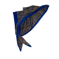 Retro Kerchief Headscarf - Blue  Paisley