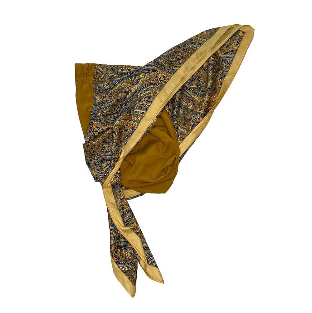Retro Kerchief Headscarf - Gold Paisley