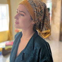 Retro Kerchief Headscarf - Gold Paisley
