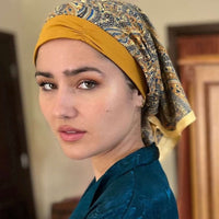 Retro Kerchief Headscarf - Gold Paisley
