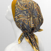 Retro Kerchief Headscarf - Gold Paisley