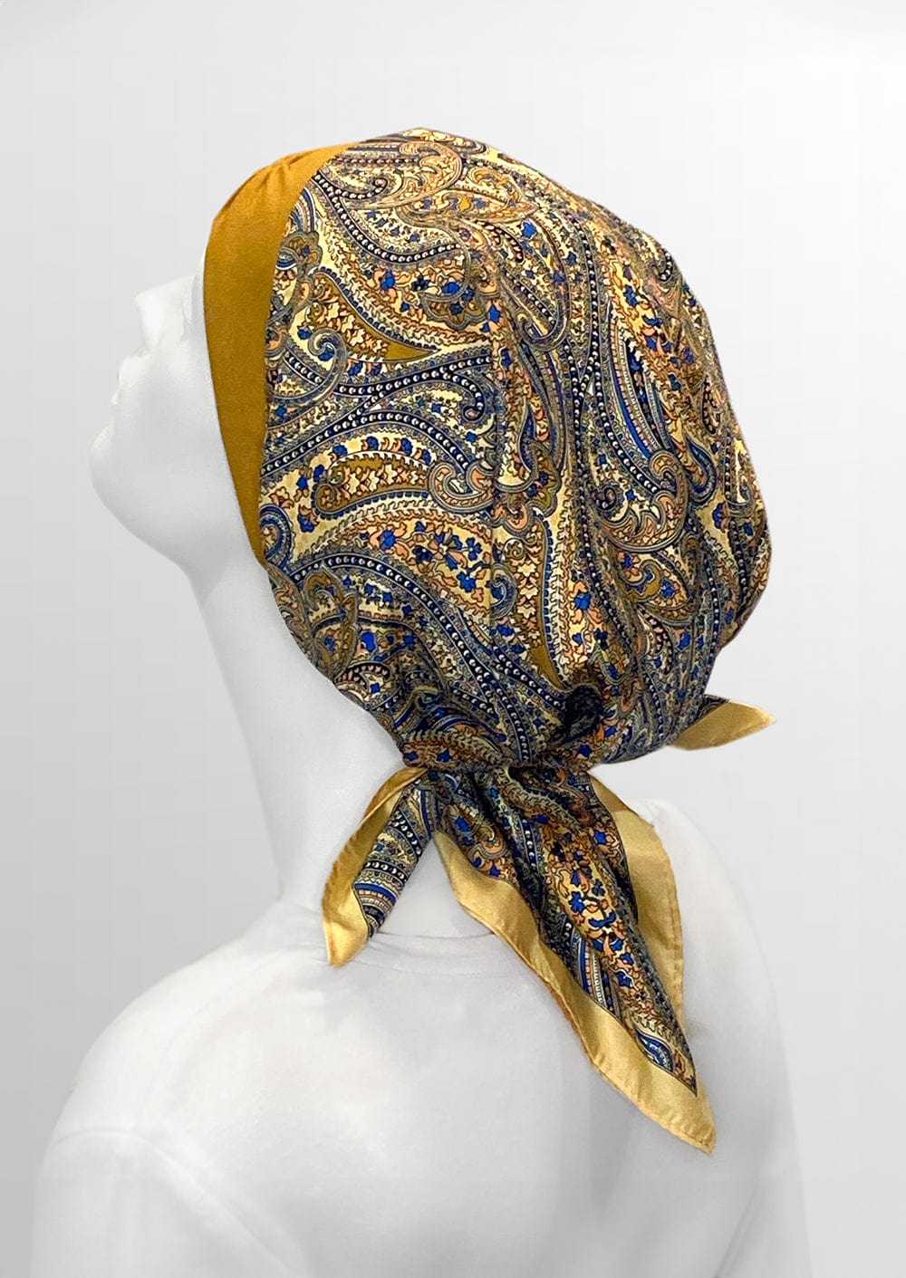 Retro Kerchief Headscarf - Gold Paisley