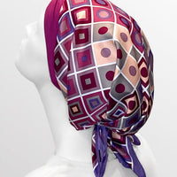 Retro Kerchief Headscarf - Pink Geometric