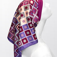 Retro Kerchief Headscarf - Pink Geometric