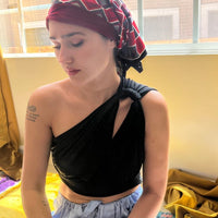 Retro Kerchief Headscarf - Ruby Geometric