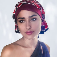 Retro Kerchief Headscarf - Ruby Geometric