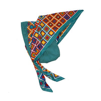 Retro Kerchief Headscarf -Teal Geometric