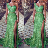 Women's Clothing One-shoulder Sleeveless Bronzing Split Dress MANDOTOS