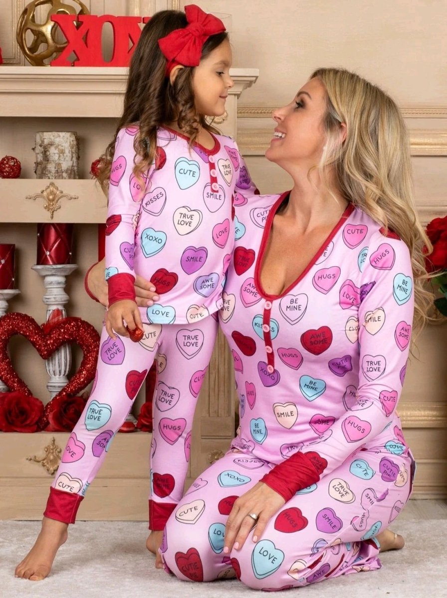 Valentine's Day Love Print Pajamas - Parent Child Matching Set - MANDOTOS