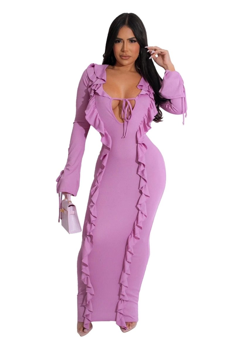 Pure Color Tied Stringy Selvedge Dress MANDOTOS