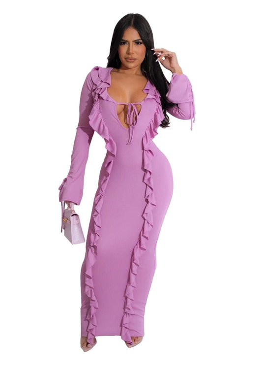Pure Color Tied Stringy Selvedge Dress MANDOTOS