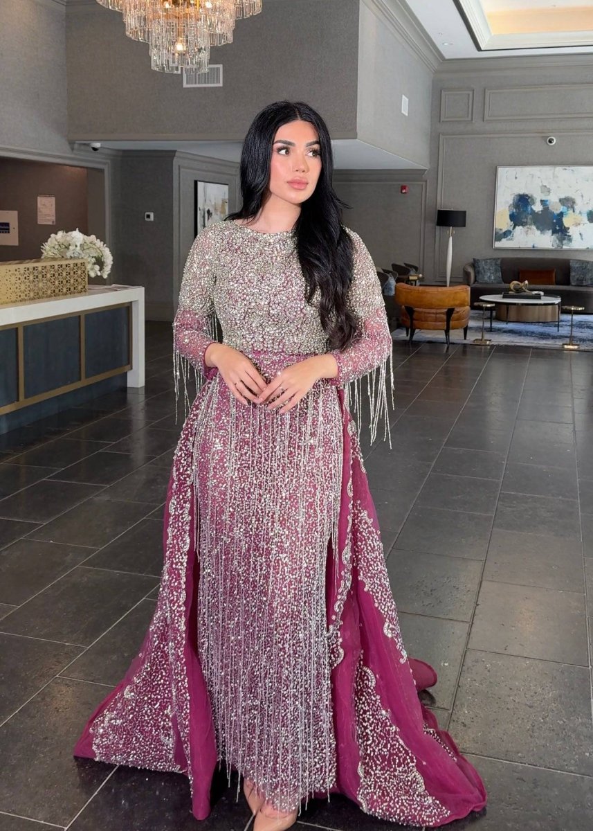 Aleya Beaded Detachable Embellished Sequin Overskirt (Dress Not Included) - MANDOTOS INTERNATIONALLong Dress