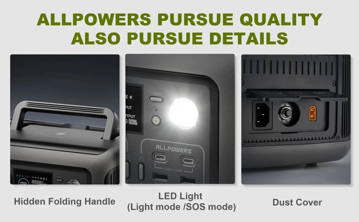 ALLPOWERS R600 Portable Power Station with 299Wh LiFeP04 Battery & 2x 600W AC Outlets - MANDOTOS INTERNATIONAL