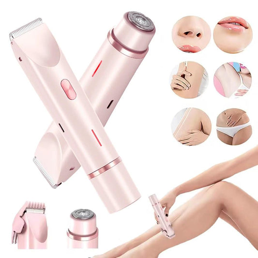 Ancient Energy 2-in-1 women's electric hair remover with double head shaver for private areas and body, wet and dry use.