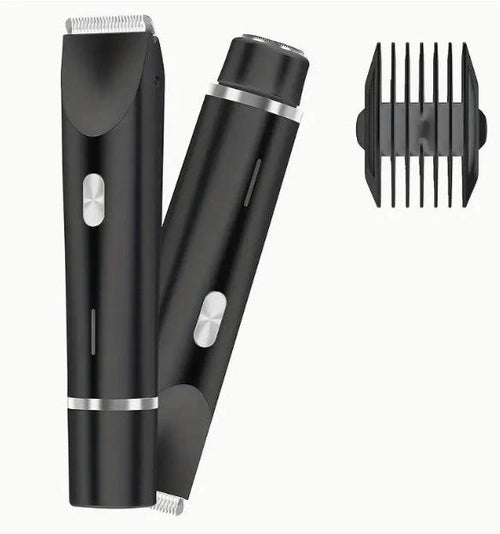 Ancient Energy 2-in-1 women's hair remover and electric shaver with double head design for body and pubic hair, wet and dry use.