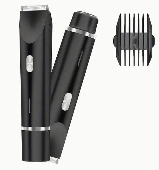 Ancient Energy 2-in-1 women's hair remover and electric shaver with double head design for body and pubic hair, wet and dry use.