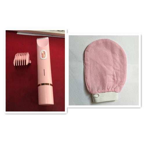 Ancient Energy 2-in-1 women's electric hair remover with double head shaver for body and pubic hair, wet and dry use.