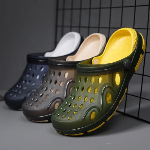 Ancient Energy men's Baotou sandals outdoor beach shoes with half drag design, suitable for outdoor wear and beach activities.