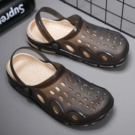 Ancient Energy men's Baotou sandals outdoor beach shoes with half drag design, suitable for outdoor wear and beach activities.