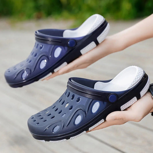 Ancient Energy men's Baotou sandals outdoor beach shoes with half drag design, suitable for casual wear and beach activities.