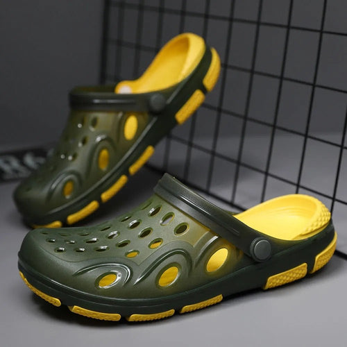 Ancient Energy men's Baotou sandals outdoor beach shoes with half drag design, suitable for casual and beachwear.