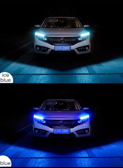 Ancient Energy car LED daytime running light strip with turn signal indicator, installed on vehicle for improved visibility and style