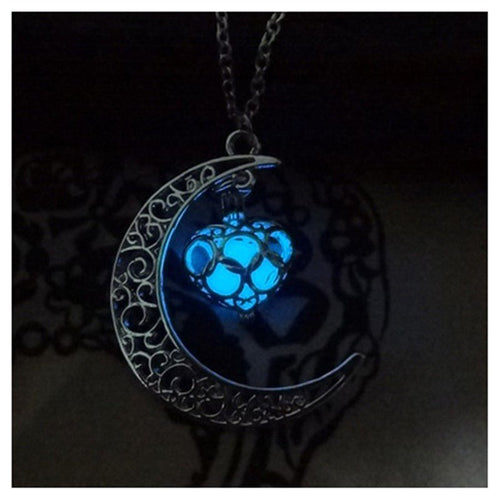 Silver plated glowing pendant necklace with chain by Ancient Energy, featuring a luminous pendant design