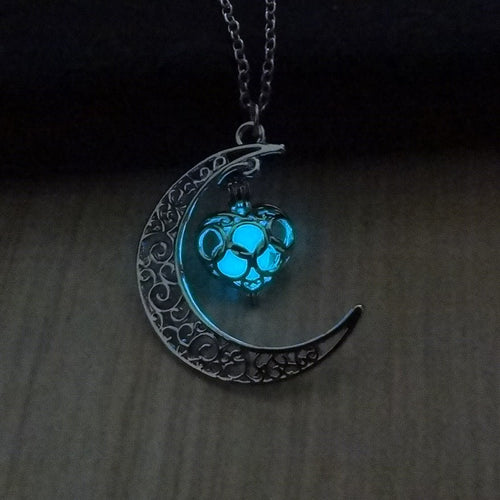 Silver plated glowing pendant necklace with chain from Ancient Energy, showcasing a luminous, stylish jewelry piece.