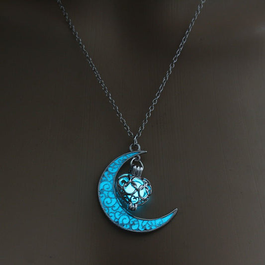Silver plated glowing pendant necklace with chain from Ancient Energy, featuring a luminous pendant and sleek chain design.