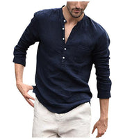 Men's vintage white linen shirt with button-front from Ancient Energy, casual and stylish for everyday wear.