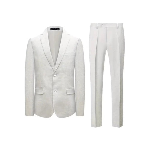 Men's white two-piece suit set with blazer and trousers by Ancient Energy