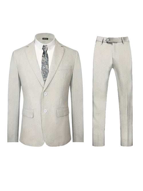 Men's light beige suit set by Ancient Energy with blazer and matching trousers