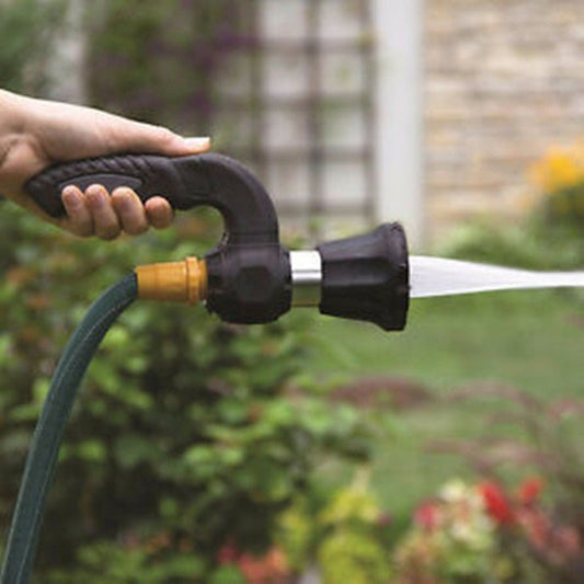 Ancient Energy Mighty Power Hose Blaster Nozzle for lawn, garden, and car washing, with adjustable spray settings.