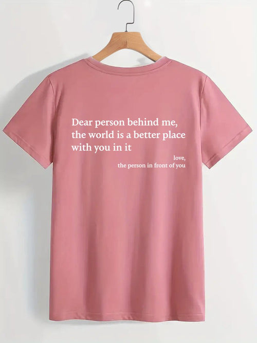 Ancient Energy women's fashion letter T-shirt with round neck, short sleeves, and slogan design on soft cotton fabric.
