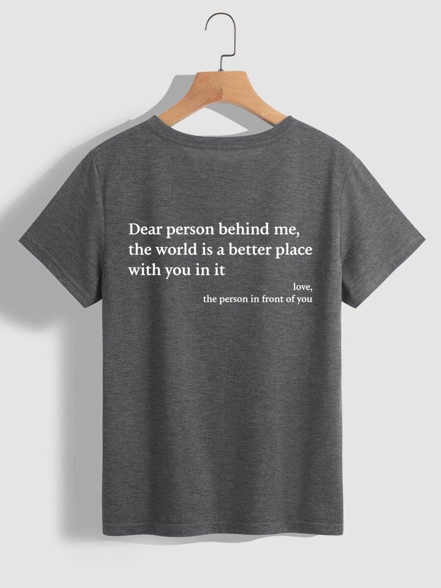 Ancient Energy women's fashion letter T-shirt with round neck, short sleeves, slogan print, casual top for everyday wear.