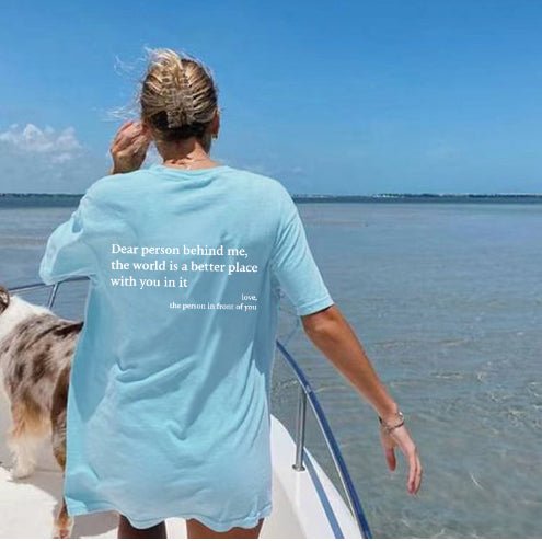 Ancient Energy women's letter T-shirt with round neck, short sleeves, and slogan design, casual fashion top for women.