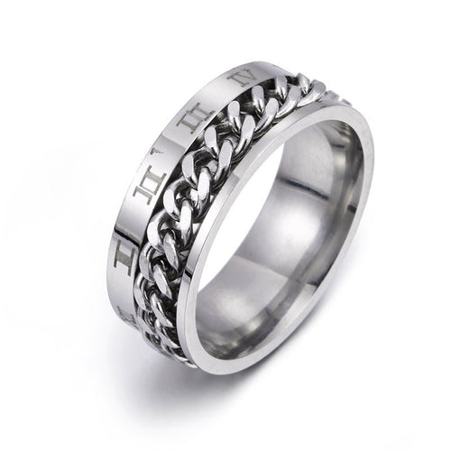 Roman Letter Rotatable Chain Rings Men Digital Titanium Steel RingFor Couple High Quality Multifunctional Bottle Opener Ring Spinner Jewelry Punk Gifts - MANDOTOS INTERNATIONAL0
