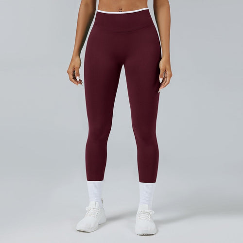 Ancient Energy burgundy seamless knitted high-waist quick-drying sports yoga pants