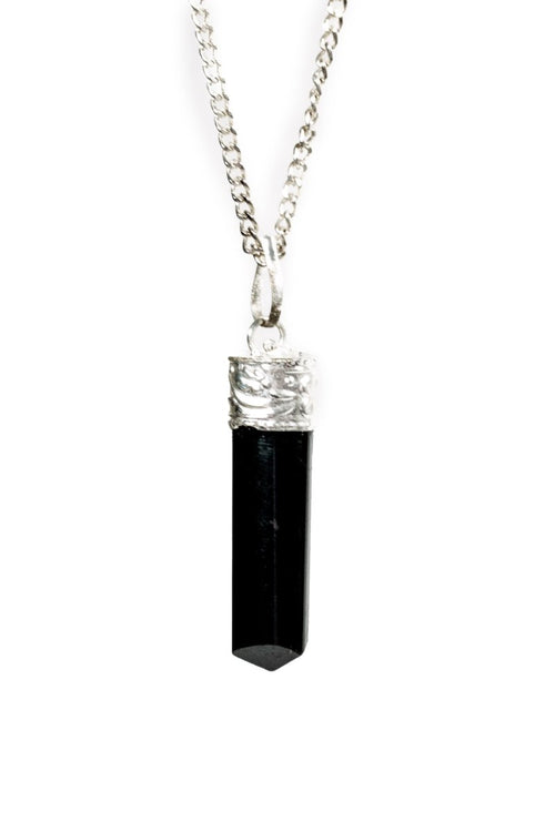 Black Tourmaline Protection Pendant Silver plated - MANDOTOS INTERNATIONAL