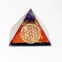 Flower of Life Copper Orgone Pyramid with Amethyst (Authentic- REAL) Ancient Energy