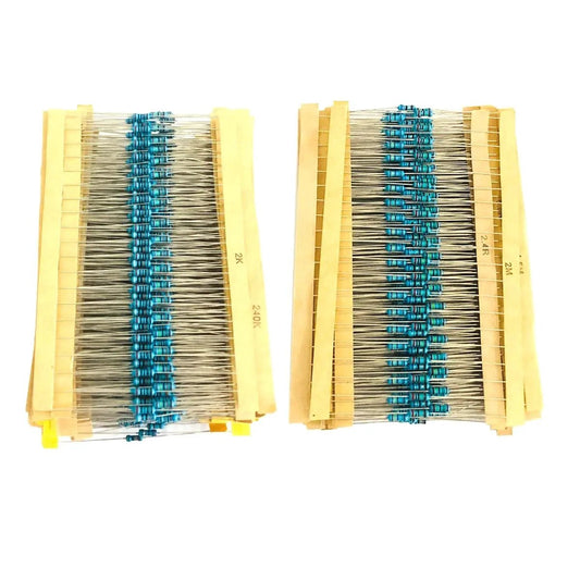 Aokin Mandotos resistor set with 300/600 high-precision metal film resistors in 10 ohm to 1 megaohm, 30 values for electronic projects.