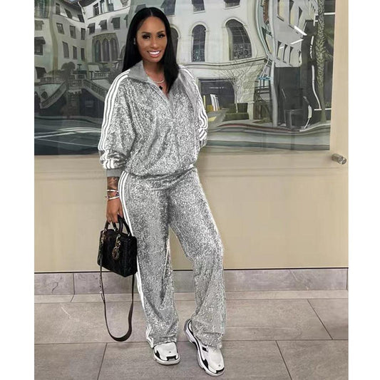 Autumn And Winter New European And American Women's Casual Coat Trousers Suit - MANDOTOS