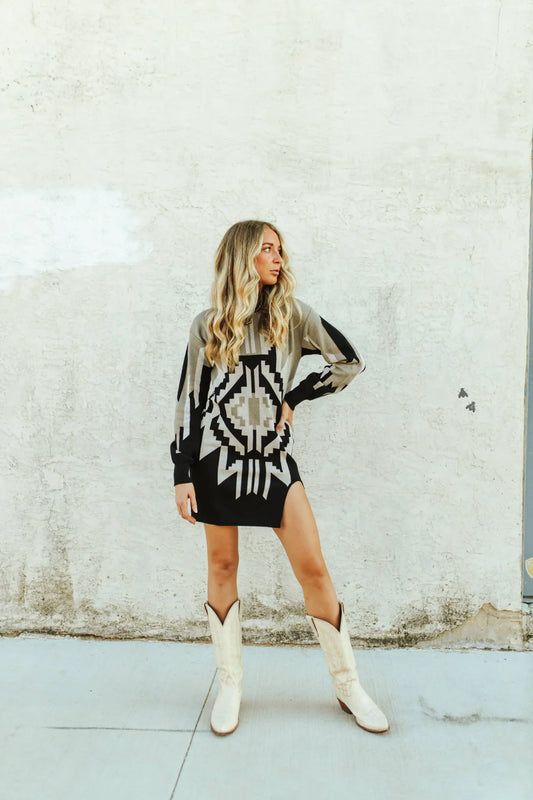 Western Chic Sweater Dress: Holiday Edition -