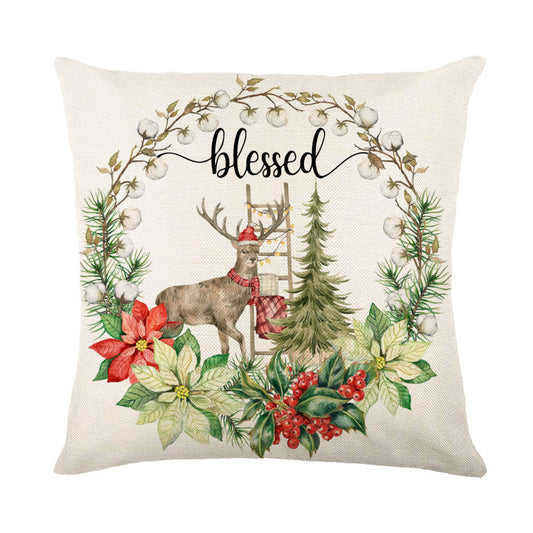 Christmas Decorations Pillow Covers Sofa Square Throw Pillow Cases Stamping Snowflake Waist Cushion Cover Home Bed Decor - MANDOTOS