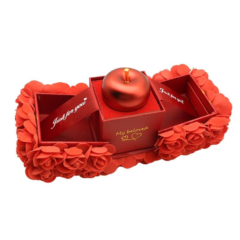 Valentine's Day Soap Rose Gift Box - Crystal Pendant Necklace Set - MANDOTOS