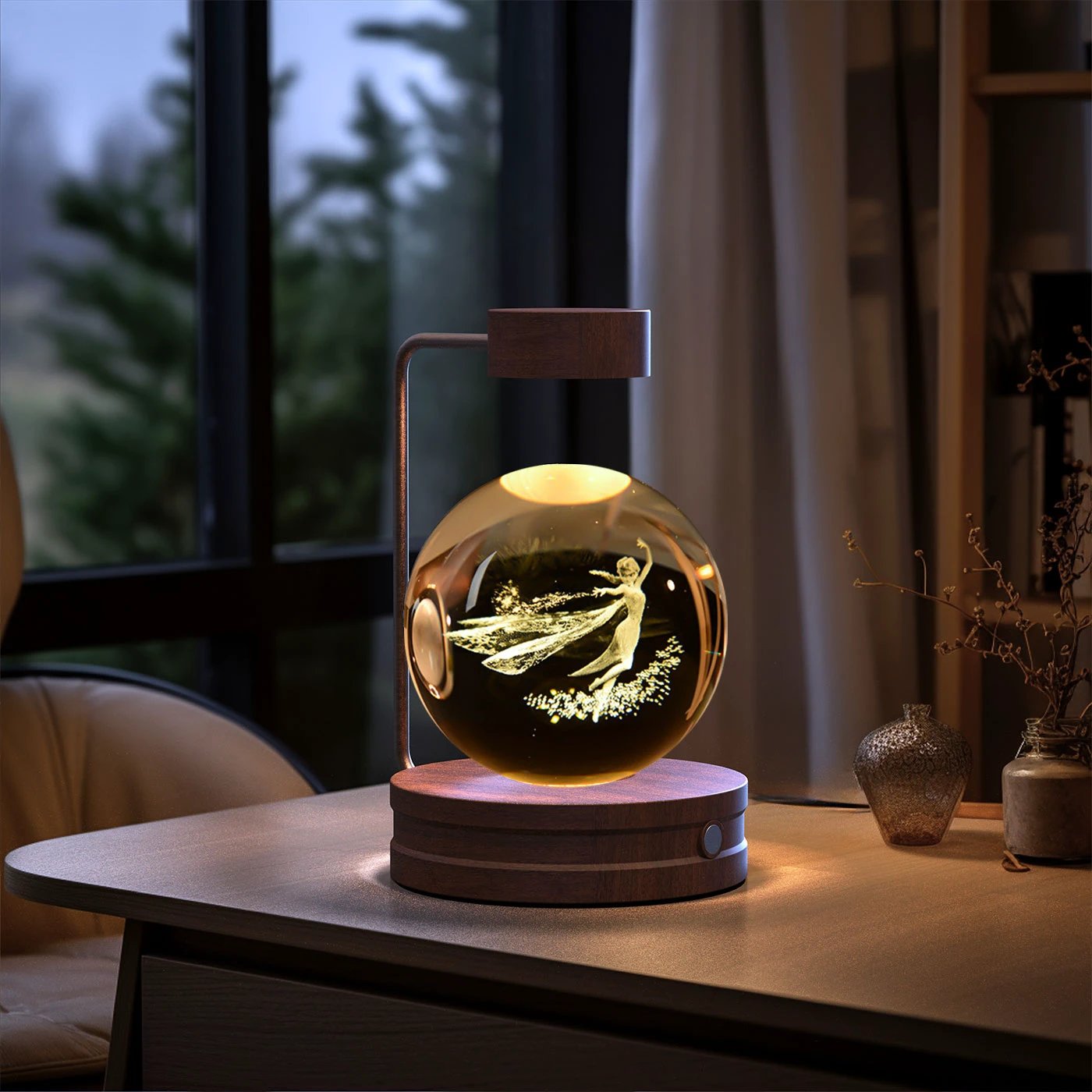 Crystal Ball Cosmic Dinosaur Indoor Night Light USB Power Warm Bedside Light Birthday Gift Night Lamp MANDOTOS