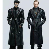 Wide Shoulder Fur Metal Belt Waist Long-cut Coat - MANDOTOS