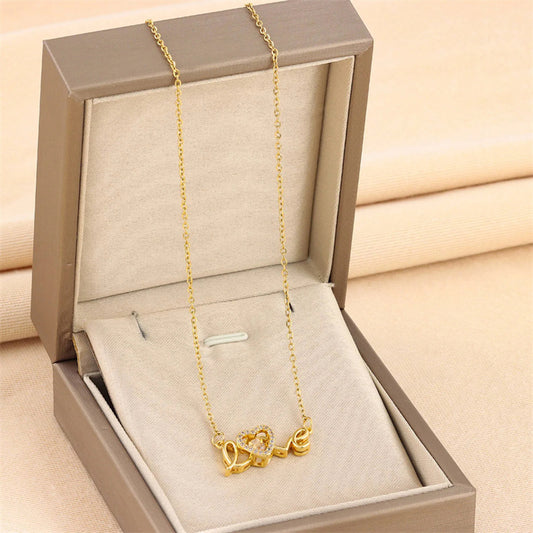 Valentines Day Gift New Titanium Steel Necklace Fashion New Love Smart Necklace Female Clavicle Chain Fashion Jewelry Woman - MANDOTOS