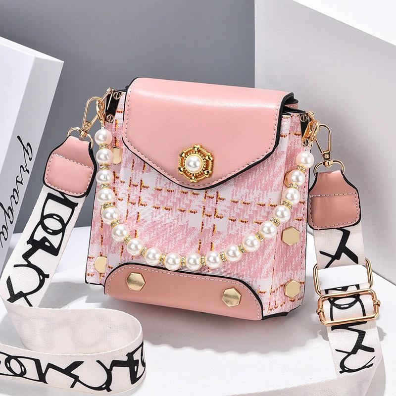 Fashion Women'S Crossbody Bag Girl'S Cute Princess Wallet Classic Shoulder Bag Summer Pearl Chain Phone Bag - MANDOTOS