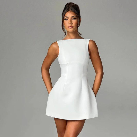 Sexy Slim-fitting Backless Dress Summer Sleeveless Short Dresses MANDOTOS